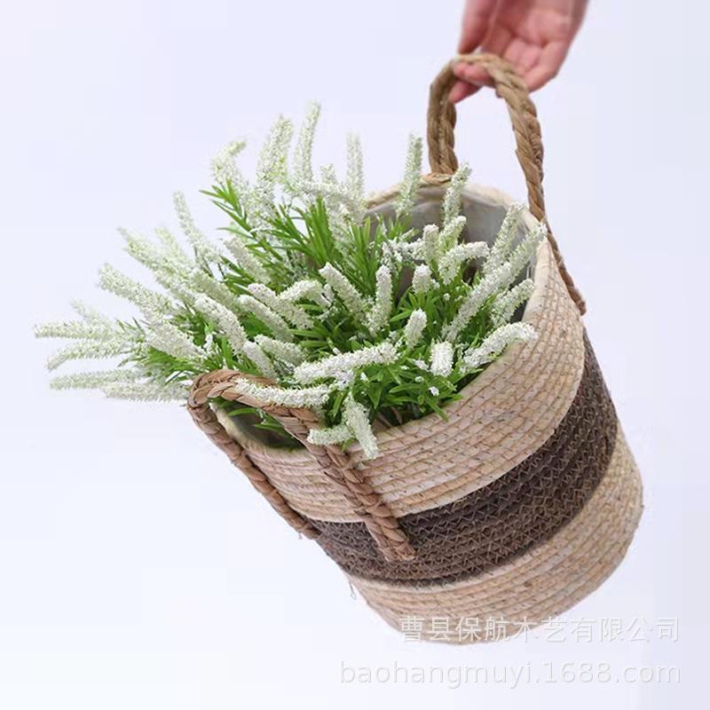 草编收花盆藤收编花篮草编蓝绿萝装饰绿插花篮植家居摆件纳筐纳篮