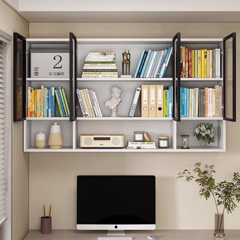 铝吊柜书柜墙上壁挂玻璃模型手办展示柜浴室厨房阳台收纳柜子定制