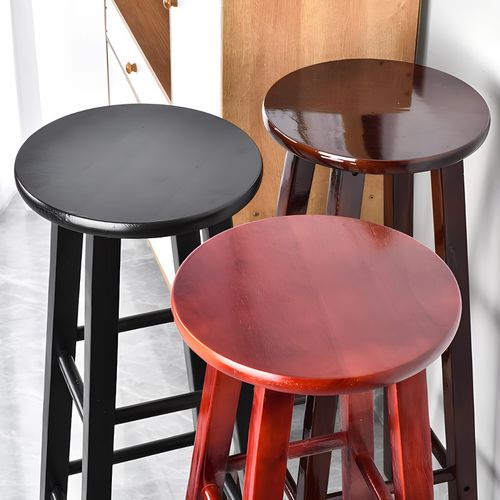 高脚凳吧台椅高凳子实木酒吧凳圆凳子家用梯凳收银吧台凳子奶茶店