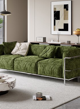 朗木语意大利语Normcore雪尼尔天鹅绒沙发包豪斯Lc3直沙发