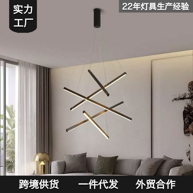 跨境110V复式楼梯吊灯简约loft公寓客厅主灯别墅大厅中山吊灯具