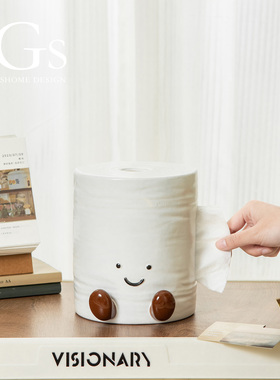 2026新款高端卷纸巾盒艺术感客厅桌面装饰摆件陶瓷洗手间抽纸收纳