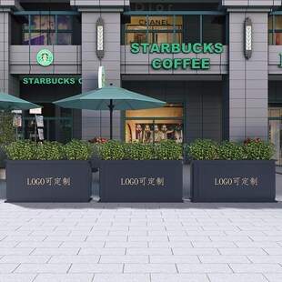 定制户外不锈钢花箱室外铁艺花架售楼部花盆商业街花坛移动花槽