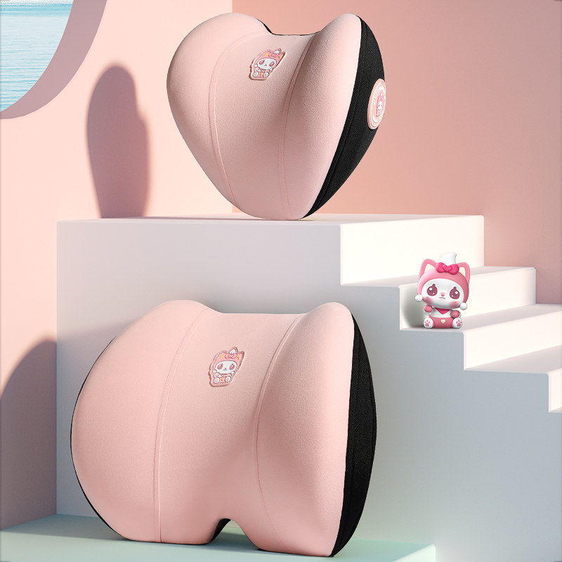 汽车头枕护颈枕车载卡通可爱女生座椅枕头车用一对网红记忆棉腰靠