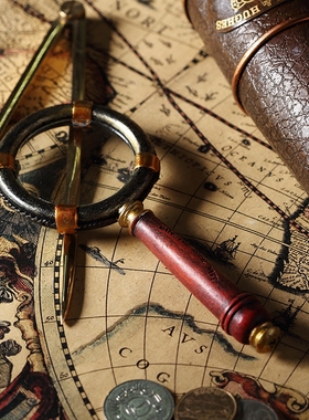 美式复古怀旧创意装饰品客厅样板房酒柜橱窗搁板陈列摆件望远镜小