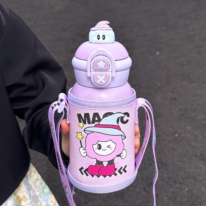 带杯套幼儿园儿童保温水杯子吸管双饮上学专用2024新款男生小女孩