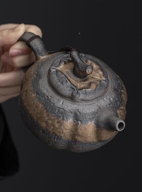 厂家复古金泡茶壶家用手工单粗陶泡茶功夫茶器具hvjb壶陶瓷鎏壶