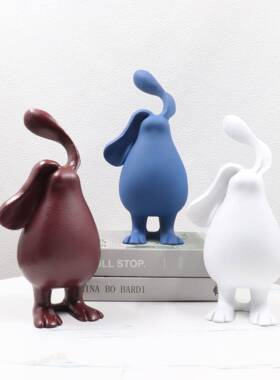 SNA现代摆艺处术树脂白色长耳兔子软件样板房售楼客厅儿童房装饰