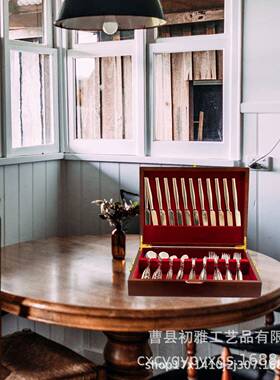 刀叉便携金提属手多层刀盒多功能盒CY-87795实端木盒储物盒高内衬