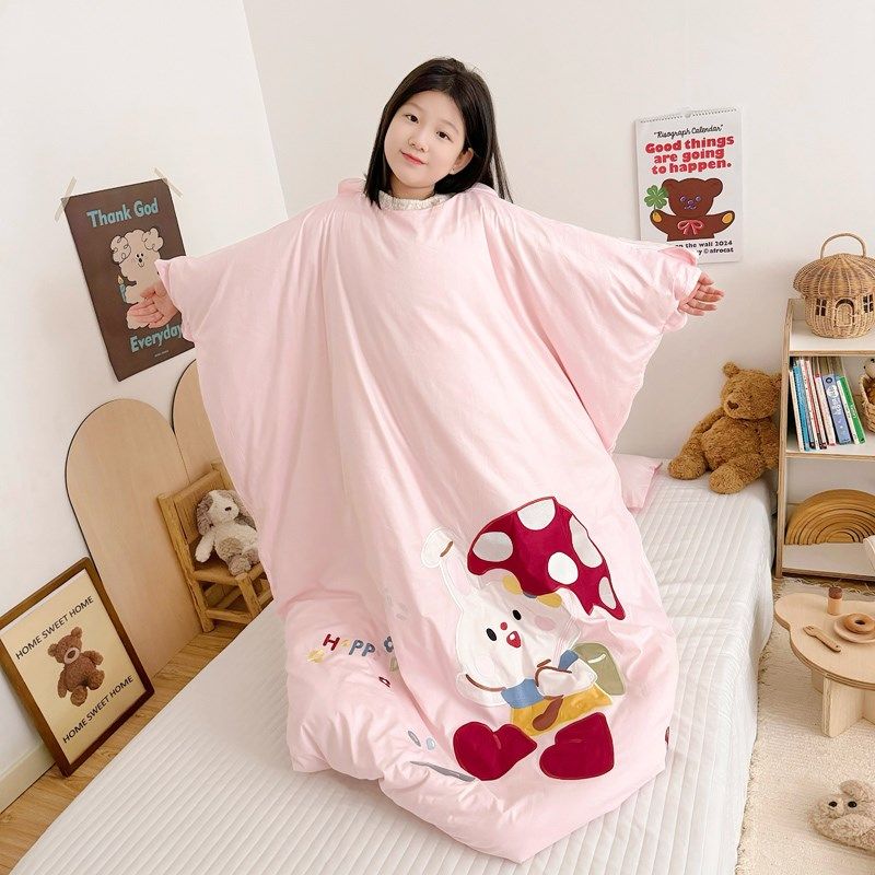 A类纯棉儿童睡袋中大童防踢被秋冬款加厚幼儿园宝宝棉花被子神器