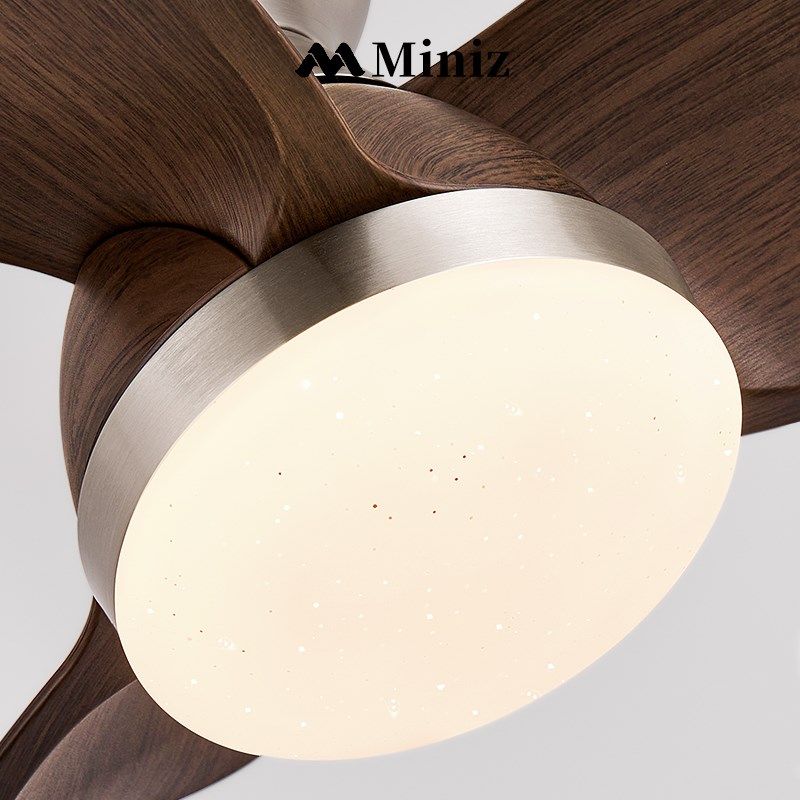 中古胡桃木纹卧室静音风扇灯美式复古主卧房间满天星风扇吸顶灯