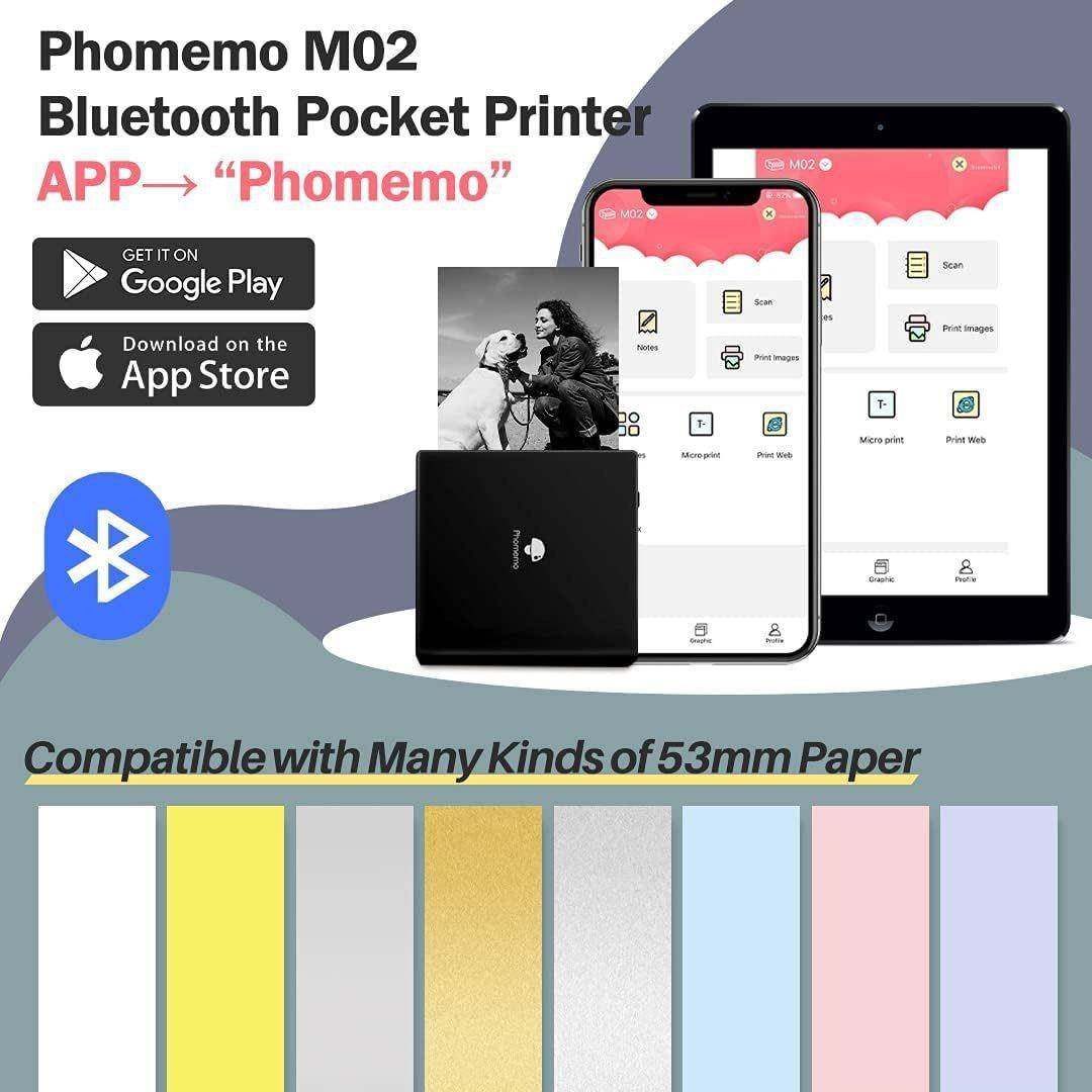 迷你打印机小型家hom用emoPM机02手照片贴M02-BK-纸热敏标签打印