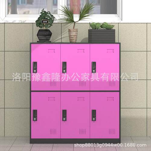 学生书包柜教室储物柜彩色员更衣钢柜班级收168工纳存包柜带制矮