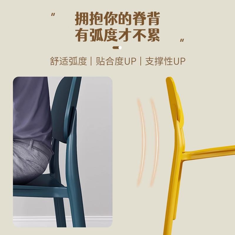 塑料椅子家用餐加叠厚餐椅塑料椅可放书桌凳子靠背现代简约厅商用