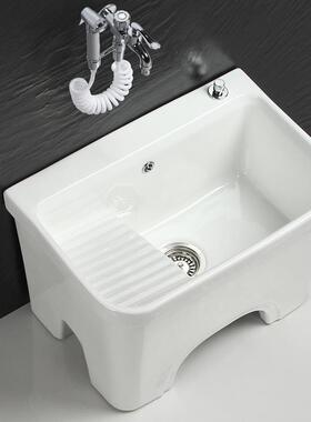 A17160L瓷拖把池池带搓衣板洗衣家洗地陶拖槽把盆用卫生间大小号