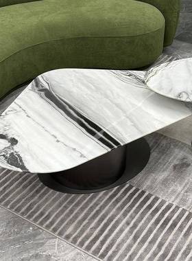 家用茶桌创意石NUZ异形茶几奢高低组合意式极客厅天然大理石简茶