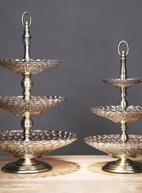欧式水晶玻F76MJT9J璃三层果现架代盘创几意美式客厅茶家用多层双