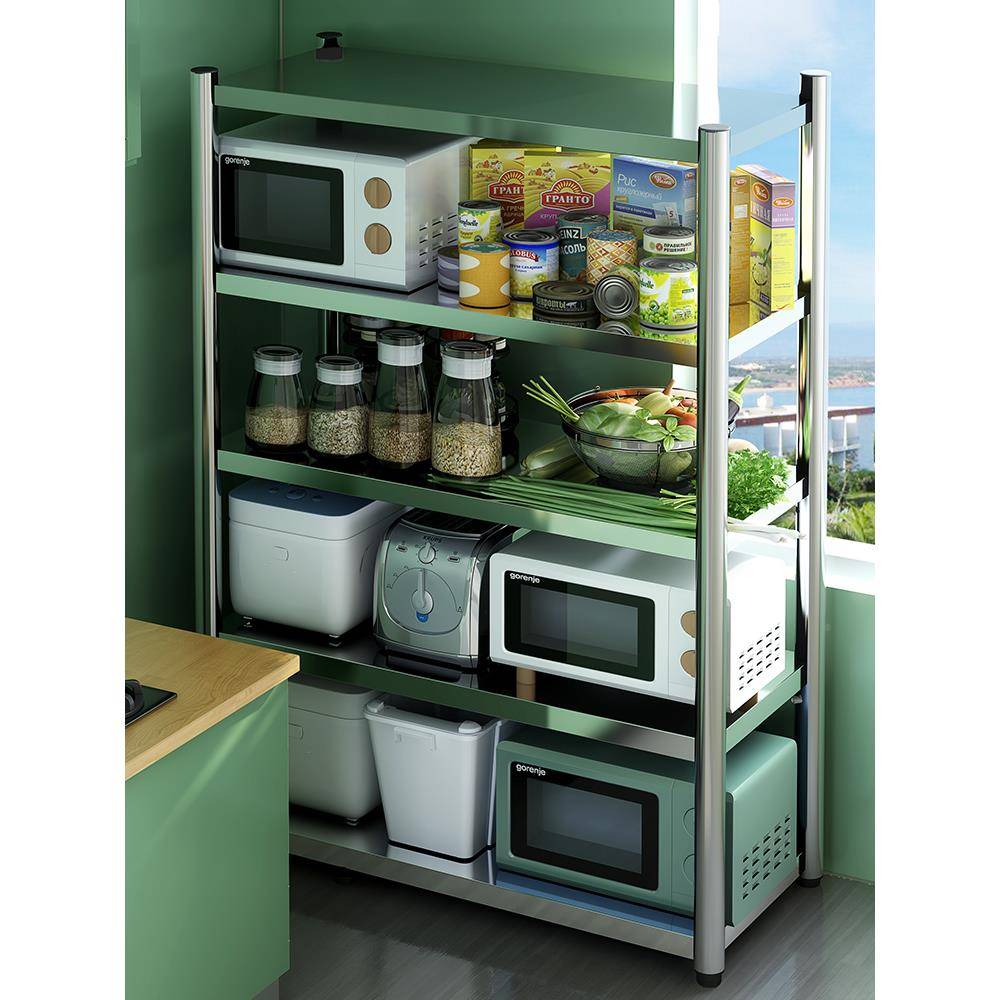 A9L不锈钢厨房置物架地落多层五F76TSSMS层家用货微炉储物架子杂