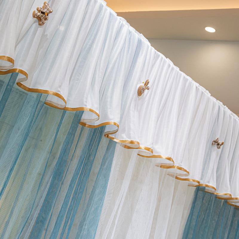 蚊帐家用老式米1.8XNm1.5m落地加密宫廷公主风纹账2.01x2.22床.2