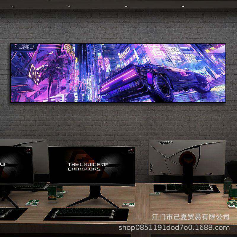 赛博朋克2077LED灯咖装YELLQ画饰发光潮流酒面吧网网吧墙挂画电竞