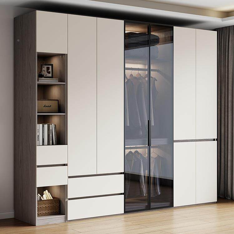 免户拉手一到门衣顶实木衣柜家用WHO卧室轻奢玻璃门现代小型大橱