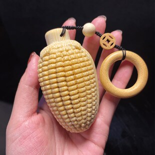 实心竹手把件玉米龙血金丝竹崖柏木雕文玩玉米手把件盘玩实心玉竹