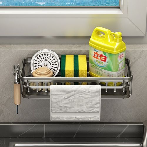 厨房抹布架免打孔置物架壁挂式家用沥水收纳架子水槽挂篮用品神器