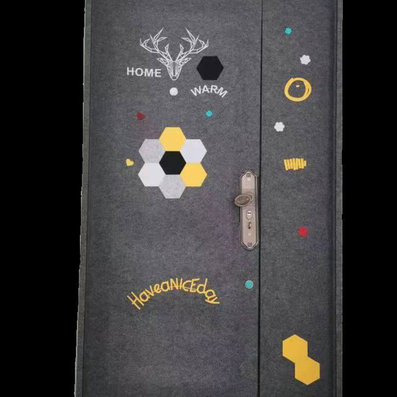 自粘子母门毛毡门贴纸入户防盗门卧室门旧木门翻新改色隔音门贴纸