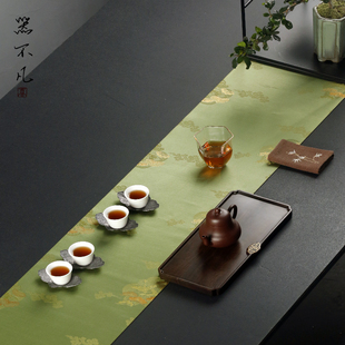 云松织锦茶席新中式禅意桌旗高端轻奢日式茶旗茶巾茶台茶桌布茶垫