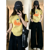 正肩短袖 t恤女春季 2026今年流行爆款 胖MM大码 遮肉圆领半袖 上衣服