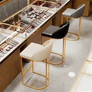 简约珠宝店椅子靠背高凳子前台接待椅吧台凳家用北欧眼镜店柜台