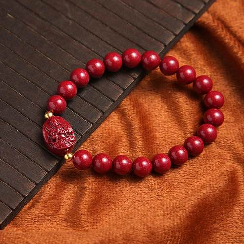 醉卓甘商城天然朱砂手串男款原矿十二生肖手炼真品正品紫金砂手饰
