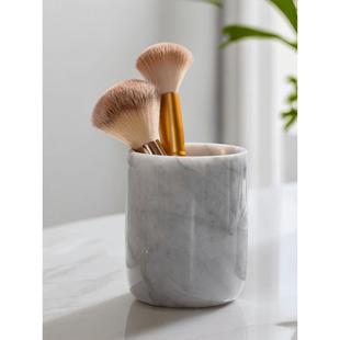 大理石笔筒无障碍豪华高端办公室创意时尚化妆刷眉笔储桶石饰品