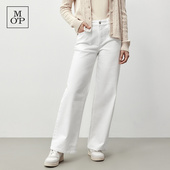 Polo MOP高腰休闲棉弹牛仔布微弹阔腿冬季 Marc 白色女士牛仔裤