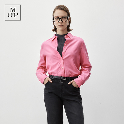 Marc O'Polo/MOP冬季新款高级轻奢时尚素色棉磨毛长袖衬衫女上衣