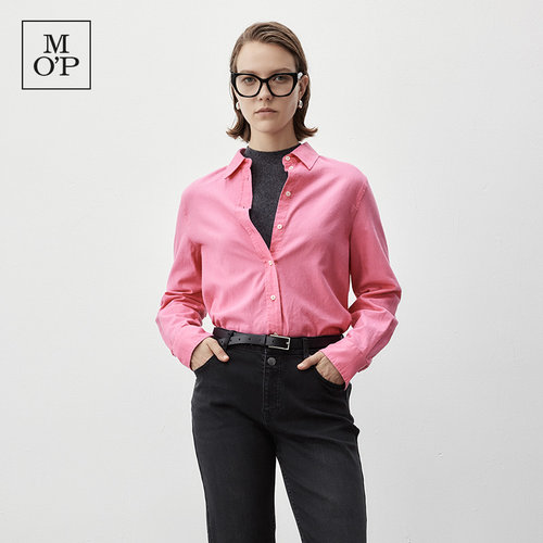Marc O'Polo/MOP冬季新款高级轻奢时尚素色棉磨毛长袖衬衫女上衣