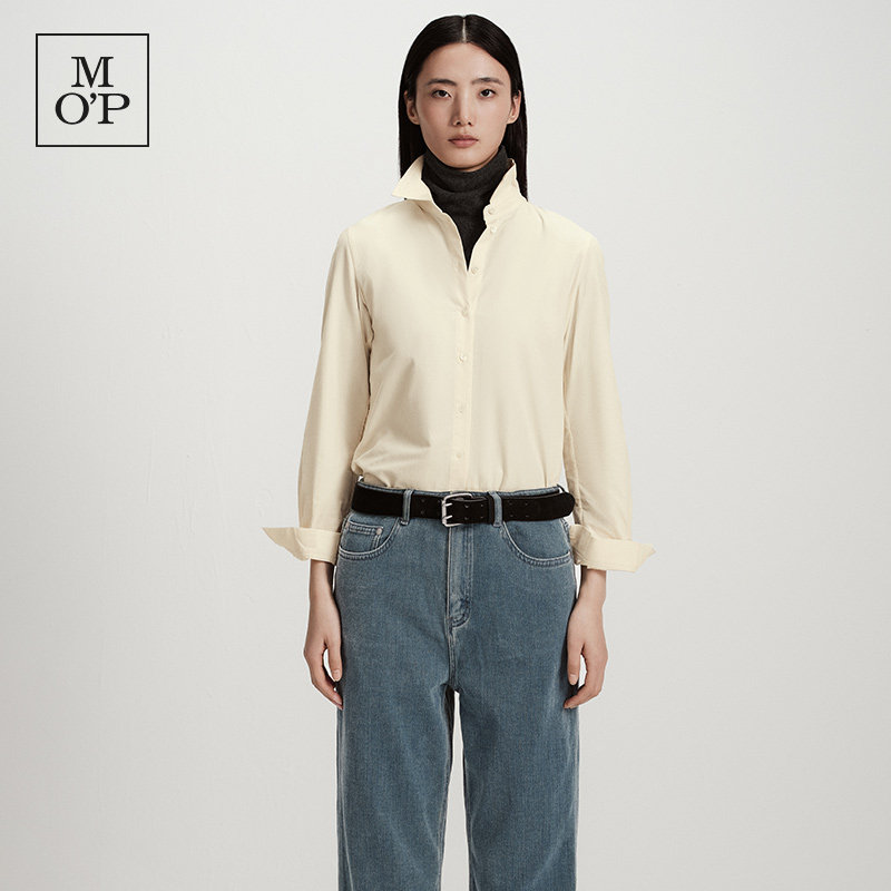 Marc O'Polo/MOP 25冬季新款纯棉简约宽松翻领细灯芯绒长袖衬衫女