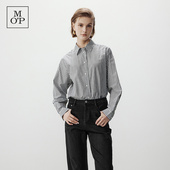 衬衫 Marc 女士上衣 MOP2025春夏新款 翻领宽松条纹简约长袖 Polo