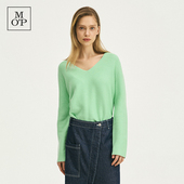 V领下摆开叉套头宽松落肩针织衫 Polo 春季 Marc 时尚 MOP 新款 女