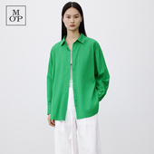 女 MOP Marc 翻领纯棉轻薄外套式 Polo 新款 衬衫 2025夏季 简约长袖