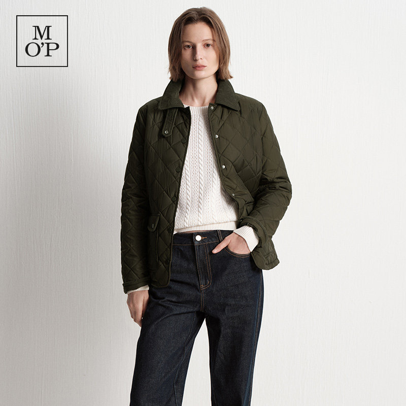 Marc O'Polo/MOP 25冬季新款环保材质防泼溅菱格纹修身棉服外套女
