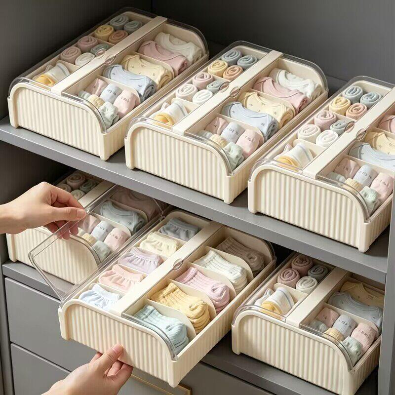 日本婴儿衣服分格收纳盒宝宝衣柜专用袜子口水巾帽内衣裤整理