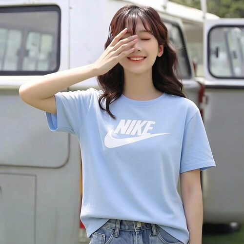 nike耐克女子印花T恤夏新款棉质休闲轻便透气圆领短袖DX7907-407