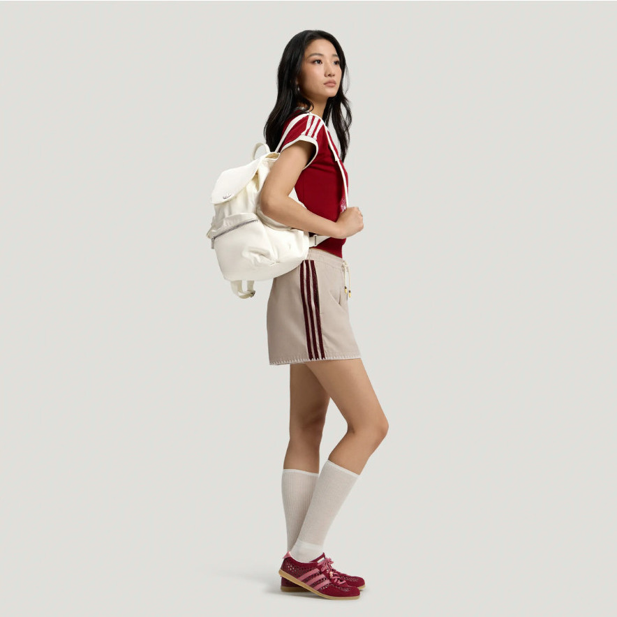 adidas阿迪达斯三叶草女抽绳翻盖立体侧袋实用运动双肩包 LD6376