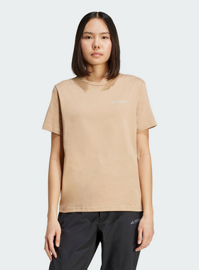 adidas阿迪达斯夏女户外棉登山运动短袖TERREX圆领T恤JI8322