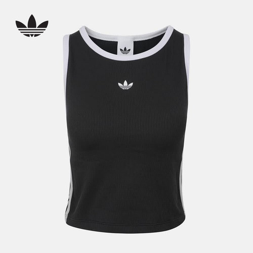 adidas阿迪达斯三叶草2026秋女三条纹撞色衬垫修身休闲背心LF4595