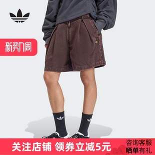 夏女帆布短裤 中裤 KC8895 工装 adidas阿迪达斯三叶草休闲运动五分裤