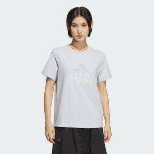 adidas阿迪达斯夏秋新款 T恤缀闪亮徽标透气KF2677 女运动休闲短袖