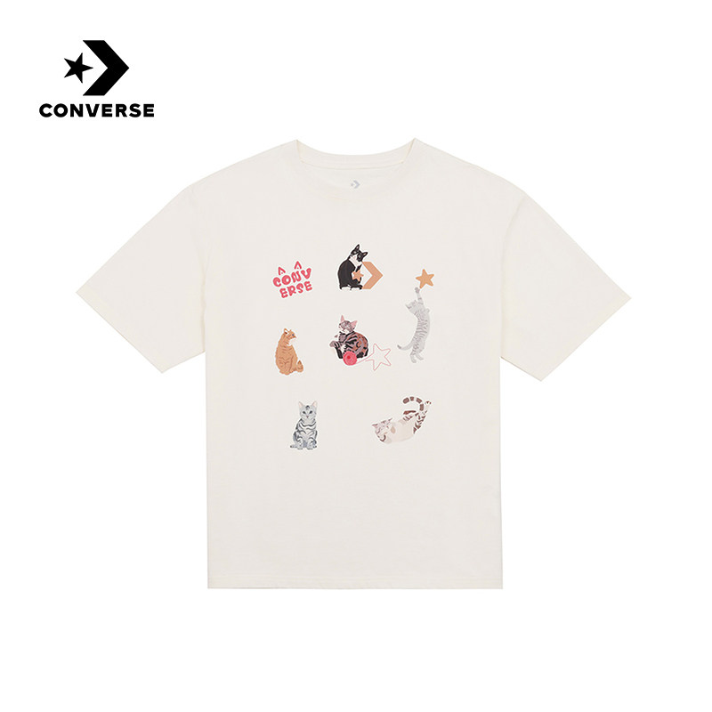 Converse匡威夏季女子运动休闲短袖猫咪印花圆领T恤WCH662-W2Y