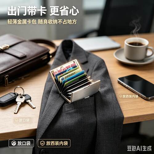 【下单立减防50】盗刷金属卡包不锈钢防卡片包消磁巧卡00113盒卡